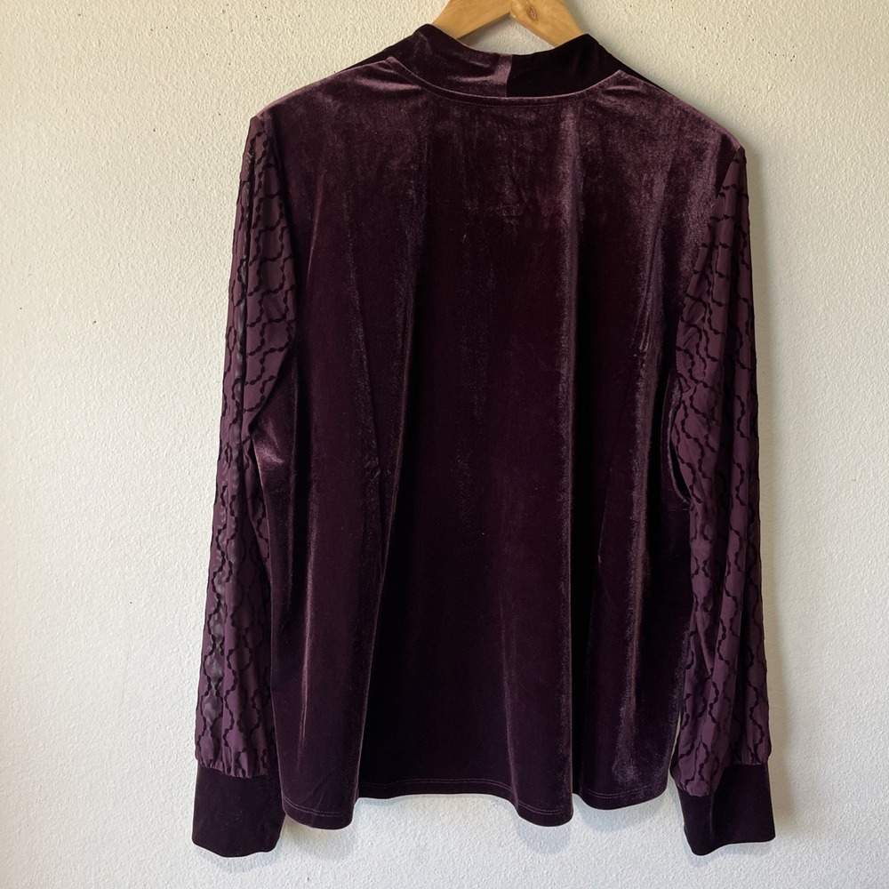 Chico's Velvet Art Deco Burnout Sheer V Neck Blouse Fairy Holiday US XL/3 New - Picture 7 of 9